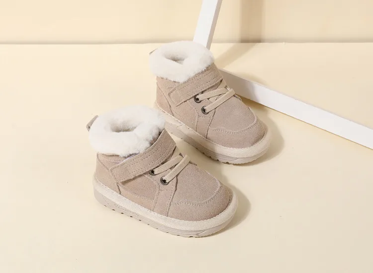 New Winter Baby Snow Boots Unisex Leather Cute Boys Girls Shoes Warm Cotton Kids Sneakers Soft Bottom Toddler Baby Shoes