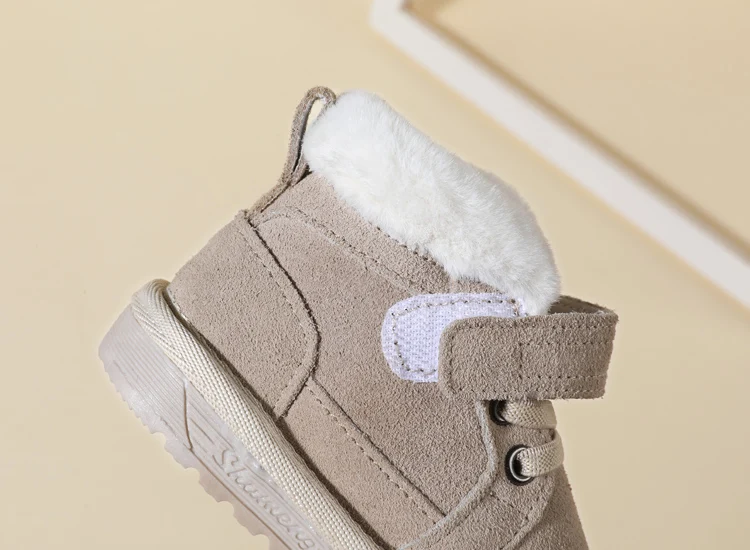 New Winter Baby Snow Boots Unisex Leather Cute Boys Girls Shoes Warm Cotton Kids Sneakers Soft Bottom Toddler Baby Shoes