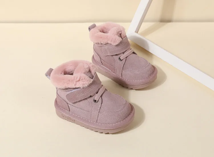 New Winter Baby Snow Boots Unisex Leather Cute Boys Girls Shoes Warm Cotton Kids Sneakers Soft Bottom Toddler Baby Shoes