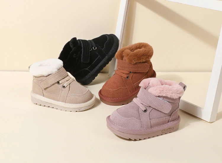 New Winter Baby Snow Boots Unisex Leather Cute Boys Girls Shoes Warm Cotton Kids Sneakers Soft Bottom Toddler Baby Shoes