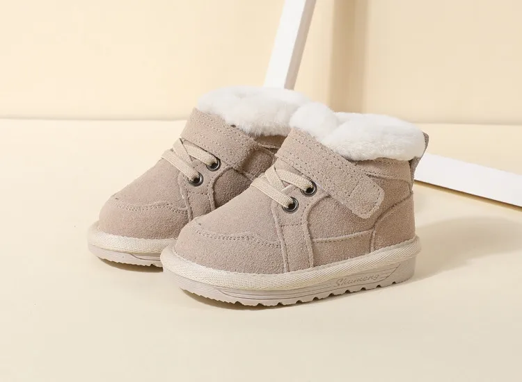 New Winter Baby Snow Boots Unisex Leather Cute Boys Girls Shoes Warm Cotton Kids Sneakers Soft Bottom Toddler Baby Shoes