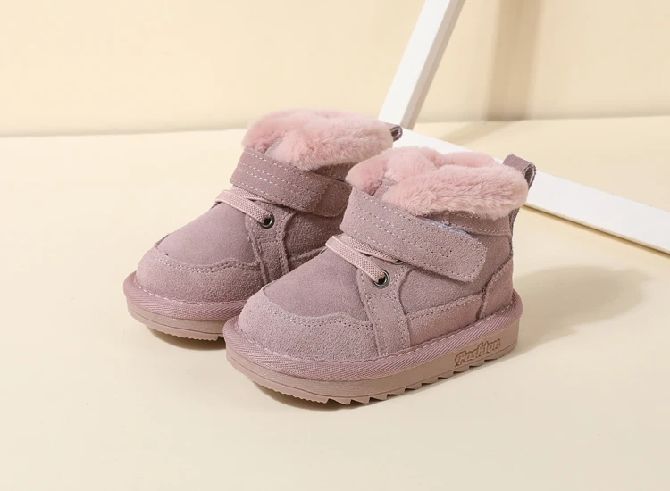 New Winter Baby Snow Boots Unisex Leather Cute Boys Girls Shoes Warm Cotton Kids Sneakers Soft Bottom Toddler Baby Shoes