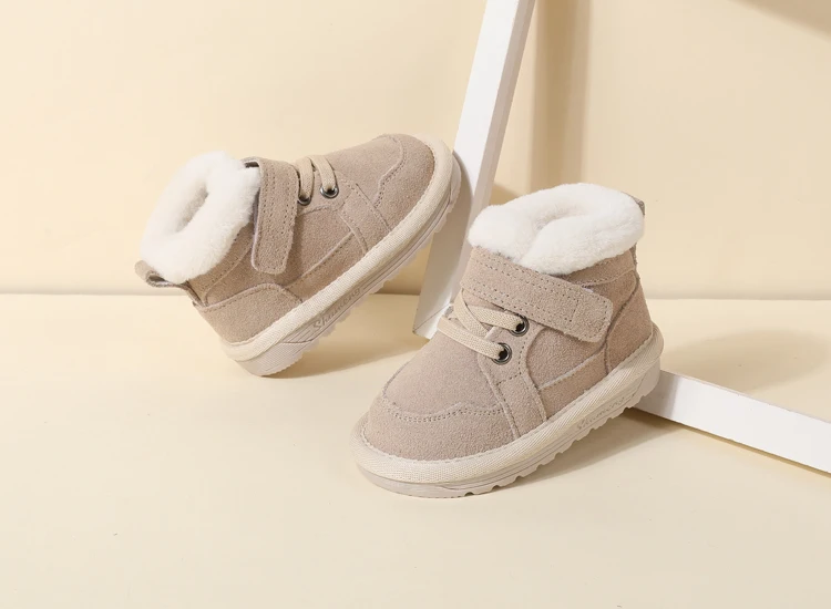 New Winter Baby Snow Boots Unisex Leather Cute Boys Girls Shoes Warm Cotton Kids Sneakers Soft Bottom Toddler Baby Shoes