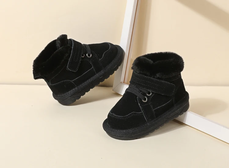 New Winter Baby Snow Boots Unisex Leather Cute Boys Girls Shoes Warm Cotton Kids Sneakers Soft Bottom Toddler Baby Shoes