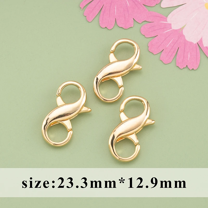 YEGUI M824,jewelry accessories,lobster clasp hooks,18k gold plated,0.3 microns,necklace bracelet,jewelry making,10pcs/lot