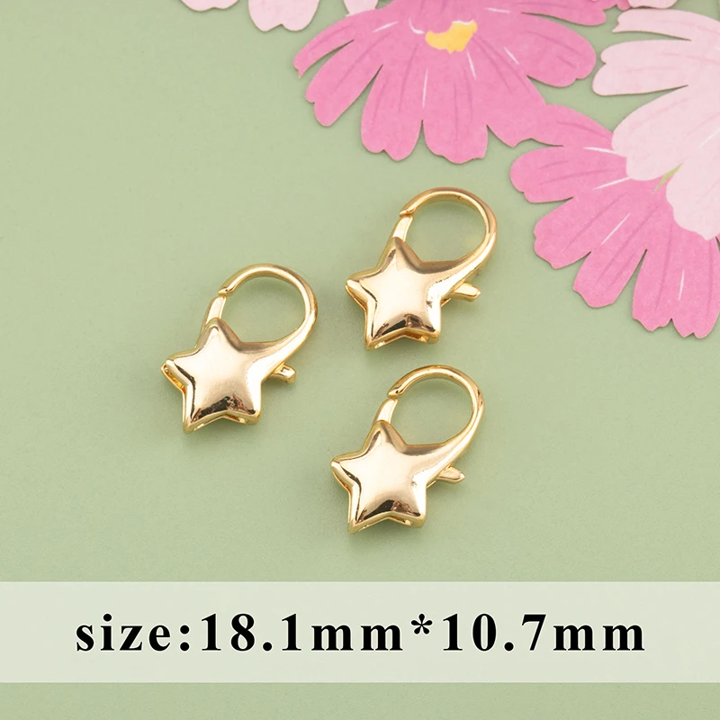 YEGUI M824,jewelry accessories,lobster clasp hooks,18k gold plated,0.3 microns,necklace bracelet,jewelry making,10pcs/lot