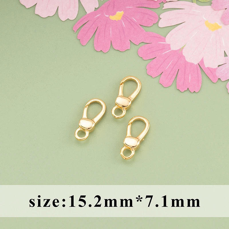 YEGUI M824,jewelry accessories,lobster clasp hooks,18k gold plated,0.3 microns,necklace bracelet,jewelry making,10pcs/lot