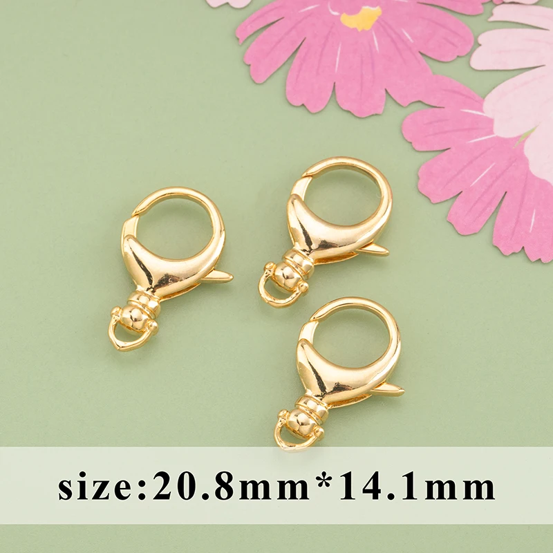 YEGUI M824,jewelry accessories,lobster clasp hooks,18k gold plated,0.3 microns,necklace bracelet,jewelry making,10pcs/lot
