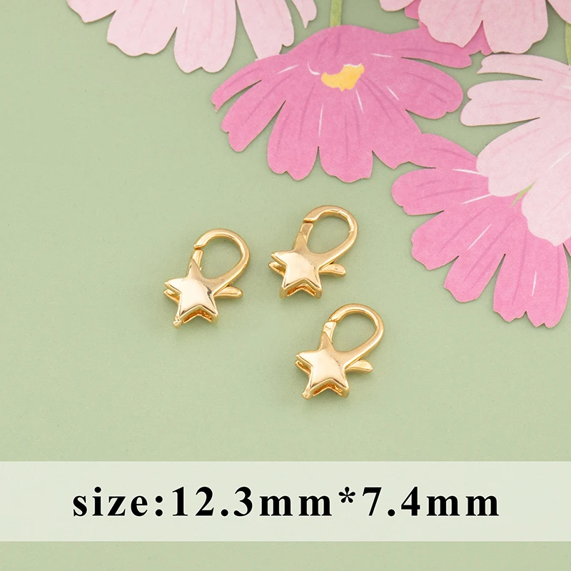 YEGUI M824,jewelry accessories,lobster clasp hooks,18k gold plated,0.3 microns,necklace bracelet,jewelry making,10pcs/lot