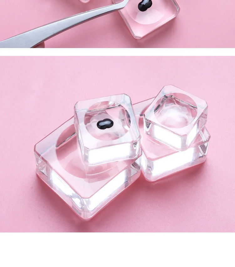 Square Crystal Glass Gasket False Eyelash Stand Glue Pad 4 Size Glue Holder Eyelashes Adhesive Pallet Paste Glue Pad Makeup Tool