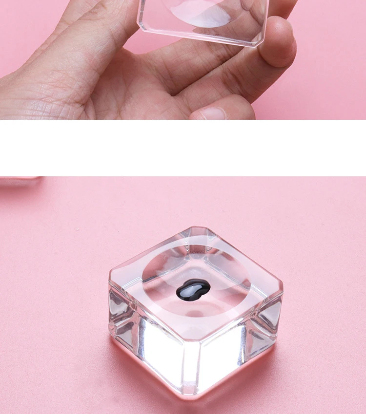 Square Crystal Glass Gasket False Eyelash Stand Glue Pad 4 Size Glue Holder Eyelashes Adhesive Pallet Paste Glue Pad Makeup Tool