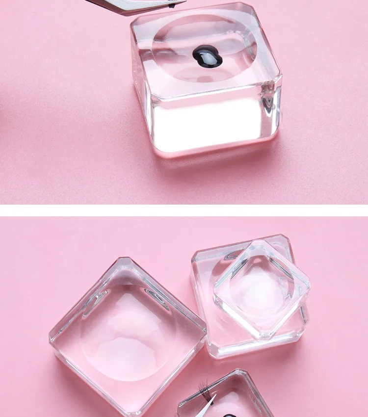Square Crystal Glass Gasket False Eyelash Stand Glue Pad 4 Size Glue Holder Eyelashes Adhesive Pallet Paste Glue Pad Makeup Tool