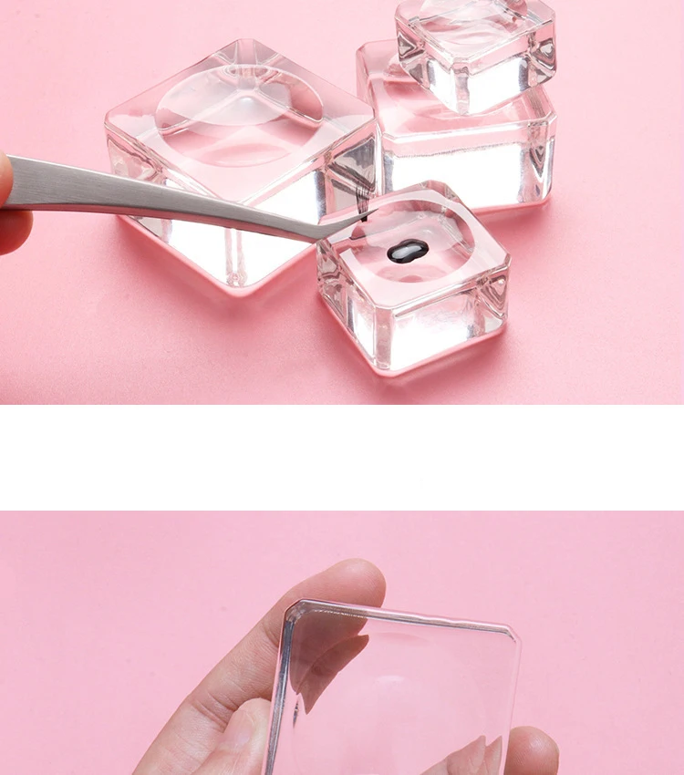 Square Crystal Glass Gasket False Eyelash Stand Glue Pad 4 Size Glue Holder Eyelashes Adhesive Pallet Paste Glue Pad Makeup Tool