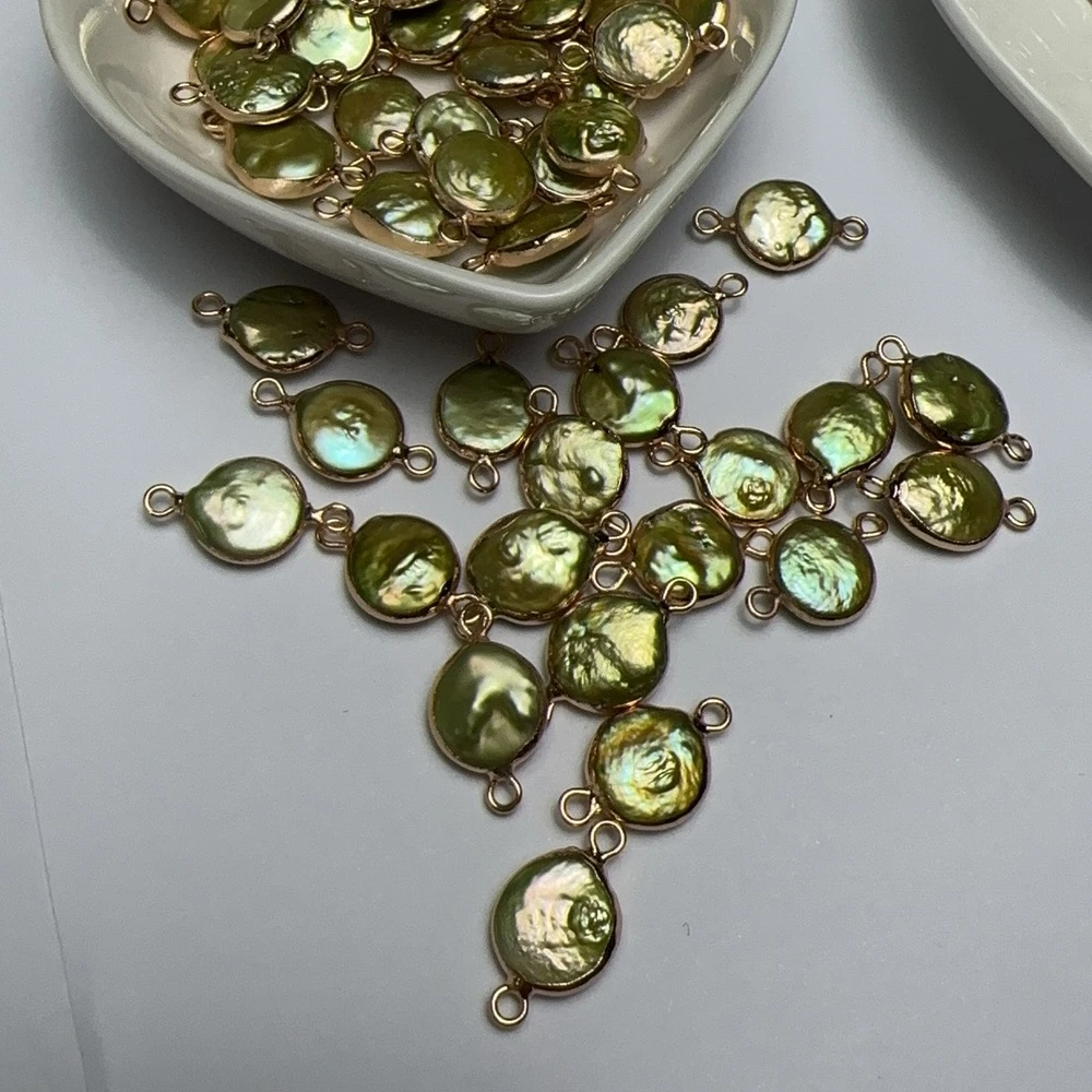3PC Natural Freshwater Pearl Irregular Connector Pendant Double Hole Charm for Jewelry Making Necklace Bracelet 15x18-18x25mm