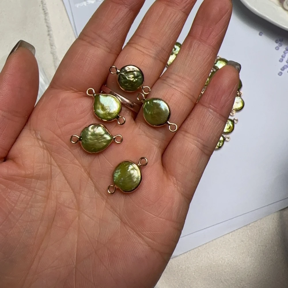 3PC Natural Freshwater Pearl Irregular Connector Pendant Double Hole Charm for Jewelry Making Necklace Bracelet 15x18-18x25mm