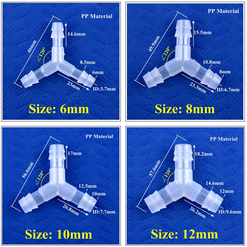 5~200Pcs 4~16mm Food Grade Plastic ∠120° Y-Type Tee Connector Aquarium Air Pump Liquid Gas Diverter Water Pagoda Hose Joint