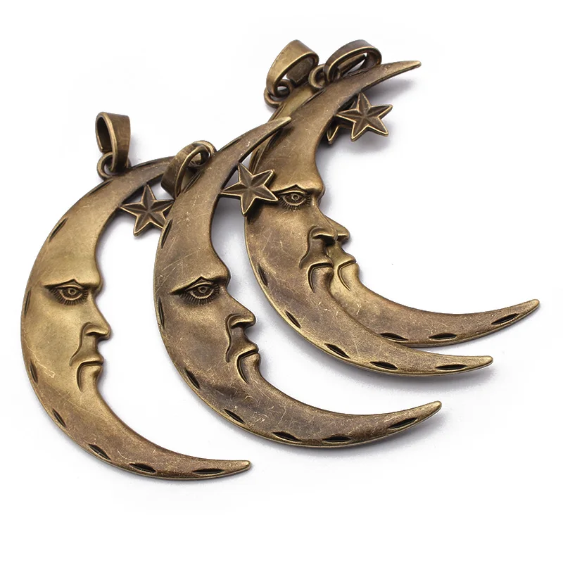 2pcs Antique Silver/Bronze Large Sun Moon Charms Pendant For Handmade Necklace Jewery Findings Making