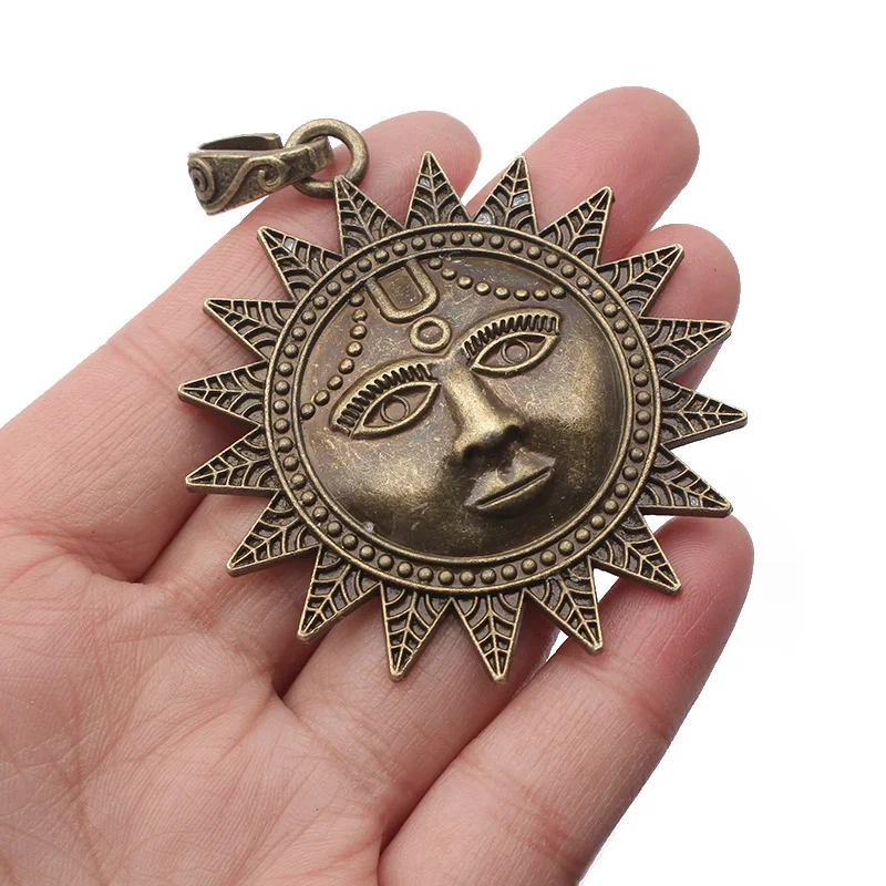 2pcs Antique Silver/Bronze Large Sun Moon Charms Pendant For Handmade Necklace Jewery Findings Making