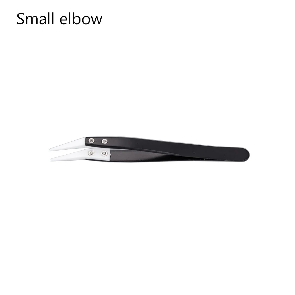 Ceramic Tweezers Head Anti-Static High-Temperature Anti-Corrosion Acid Alkali Resistant Insulated Service Gripper Tool Black