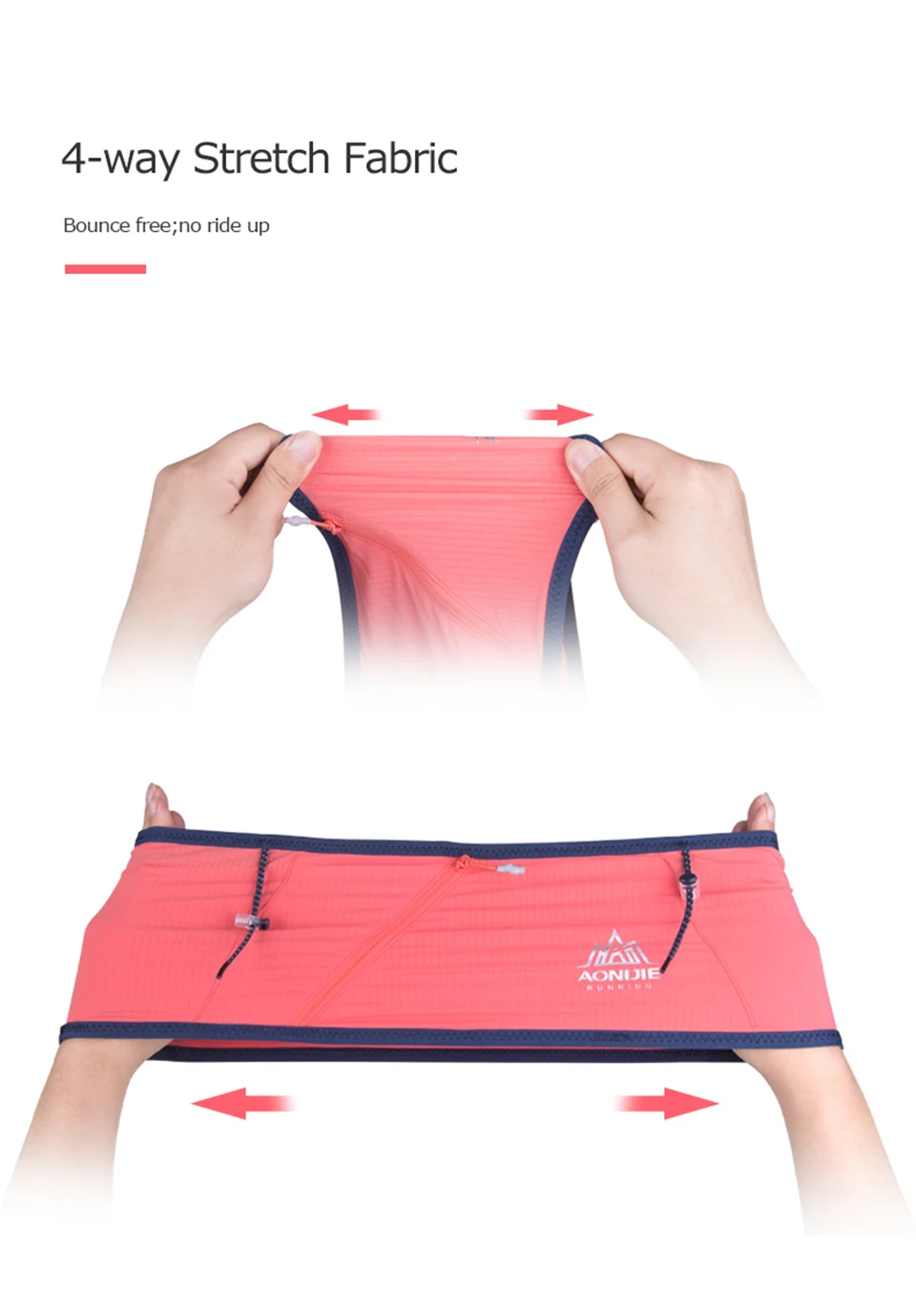 AONIJIE 4-way Stretch Hydration Running Belt Waist Pack Travel Money Bag Trail Marathon Gym Workout Fitness Mobile Phone Holder