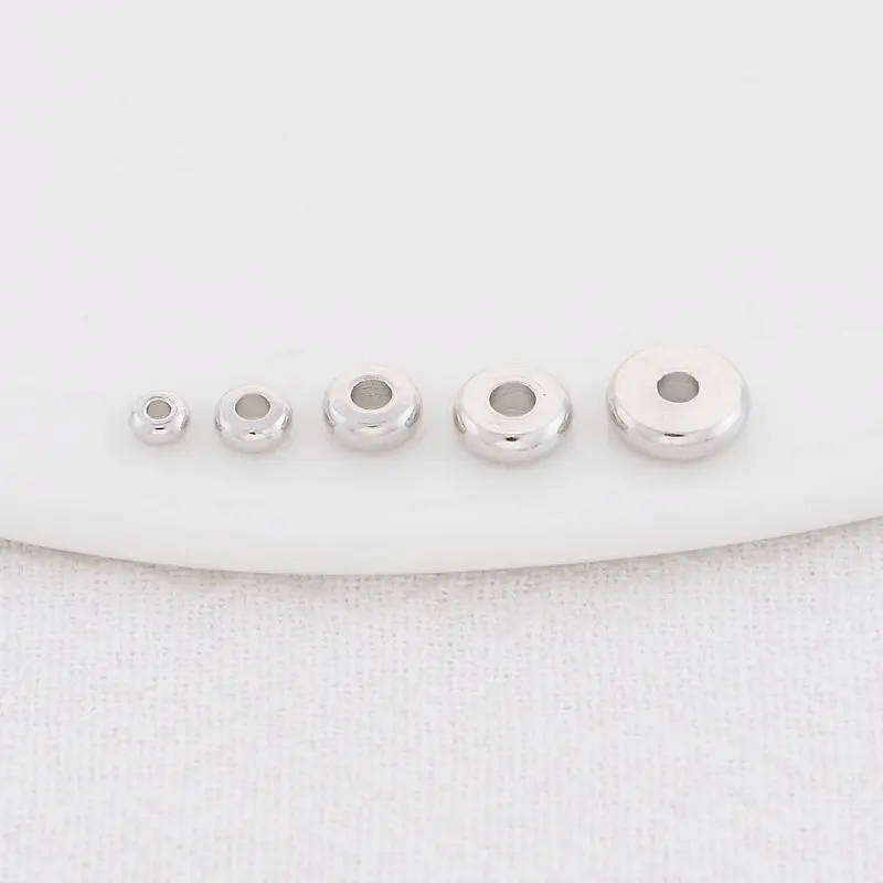 14K Gold Color Plated Brass 3mm 4mm 5mm 6mm 7mm Round Spacer Beads Flat Bracelet Beads High Quality Diy Jewelry Accessories