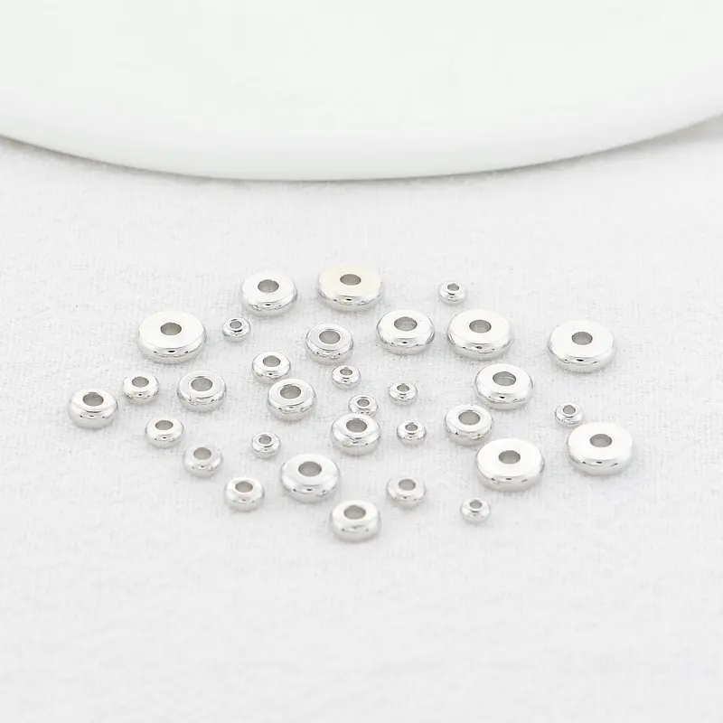 14K Gold Color Plated Brass 3mm 4mm 5mm 6mm 7mm Round Spacer Beads Flat Bracelet Beads High Quality Diy Jewelry Accessories