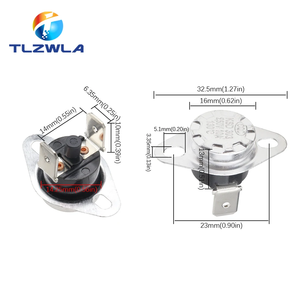 1PCS KSD301 KSD303 10A 45 150 C Degrees Celsius Manual Reset Thermostat Normally Closed Temperature Switch Temperature Control
