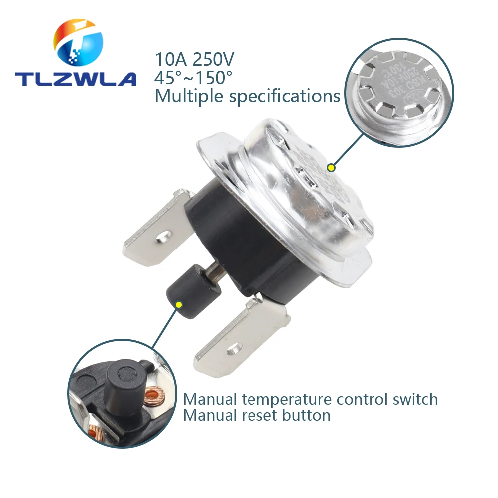 1PCS KSD301 KSD303 10A 45 150 C Degrees Celsius Manual Reset Thermostat Normally Closed Temperature Switch Temperature Control