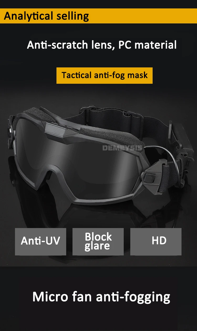 Airsoft Mask Detachable Goggles with Anti-fog Fan Tactical Paintball Protective Full Face Mask Shooting CS Goggles Masks