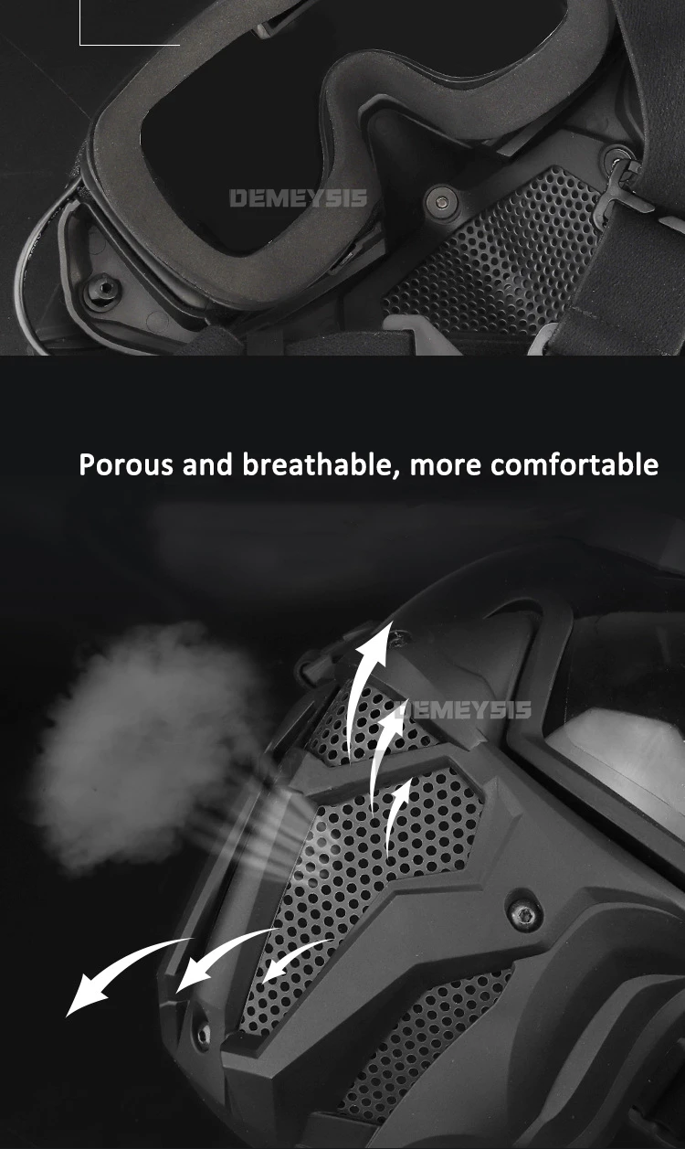 Airsoft Mask Detachable Goggles with Anti-fog Fan Tactical Paintball Protective Full Face Mask Shooting CS Goggles Masks