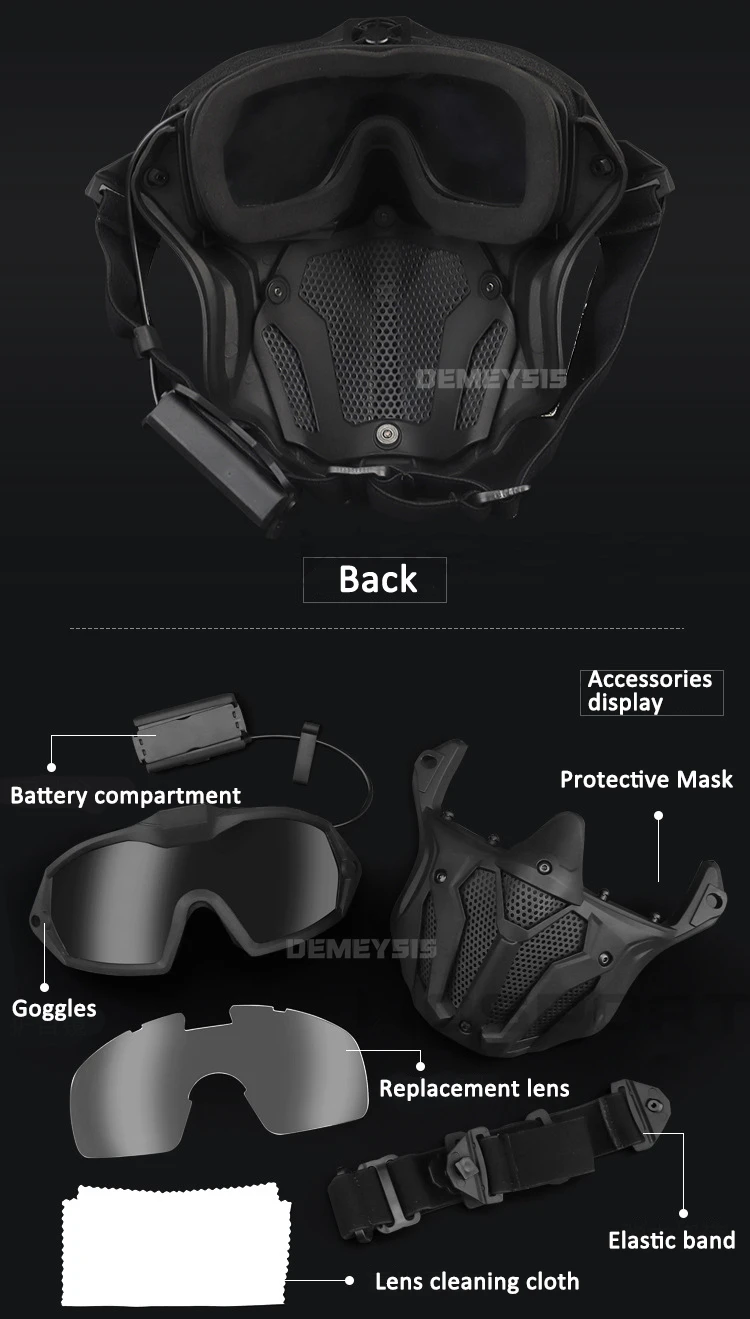 Airsoft Mask Detachable Goggles with Anti-fog Fan Tactical Paintball Protective Full Face Mask Shooting CS Goggles Masks
