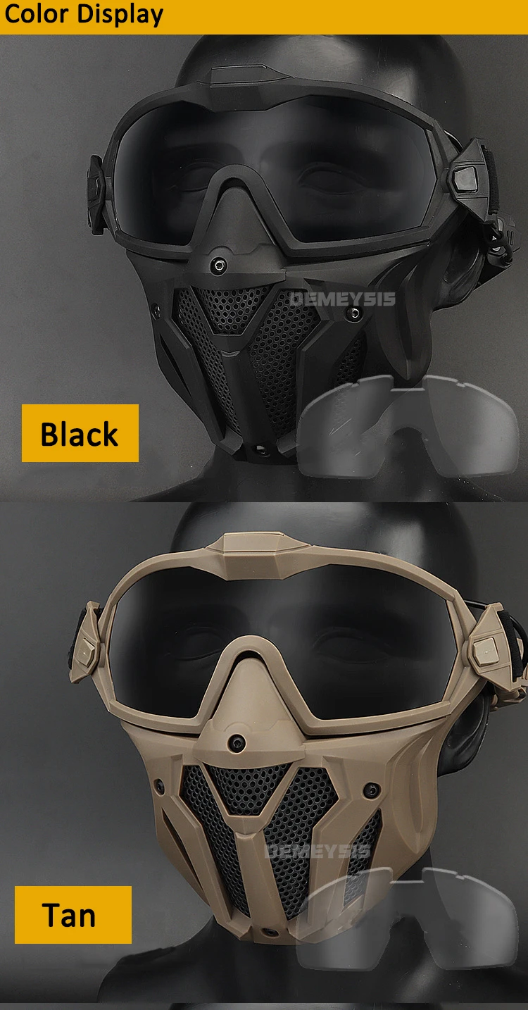 Airsoft Mask Detachable Goggles with Anti-fog Fan Tactical Paintball Protective Full Face Mask Shooting CS Goggles Masks