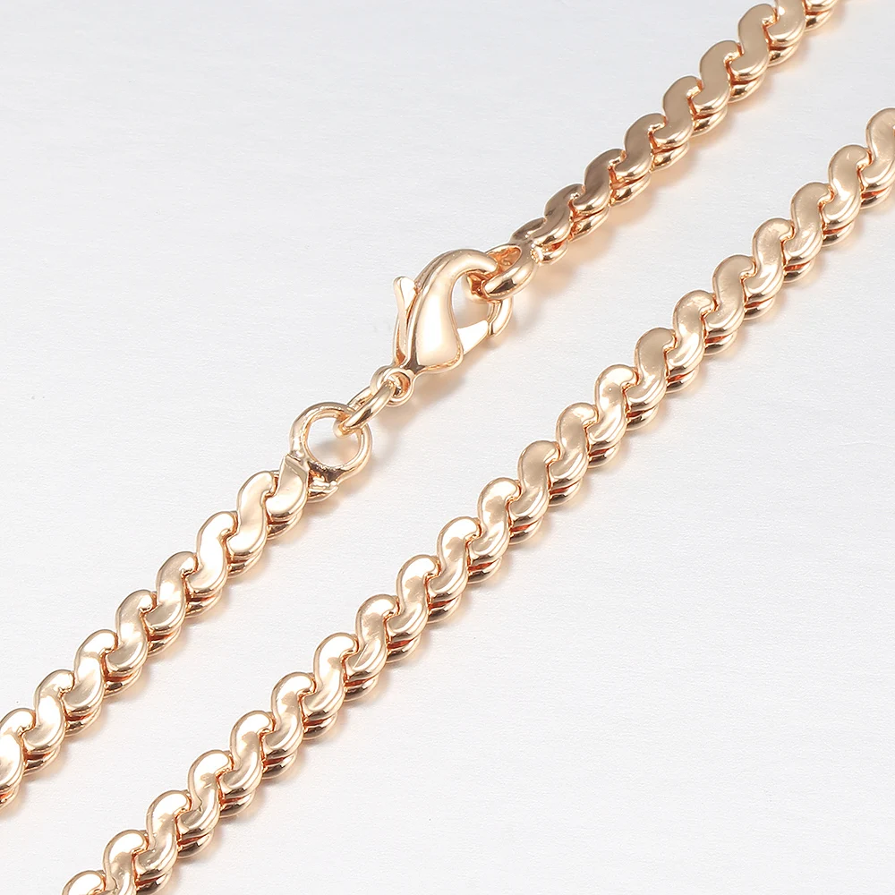 585 Rose Gold Color Necklaces for Women Men Bismark Hammered Link Chain Fashion Jewelry Accessories 5mm GN452A
