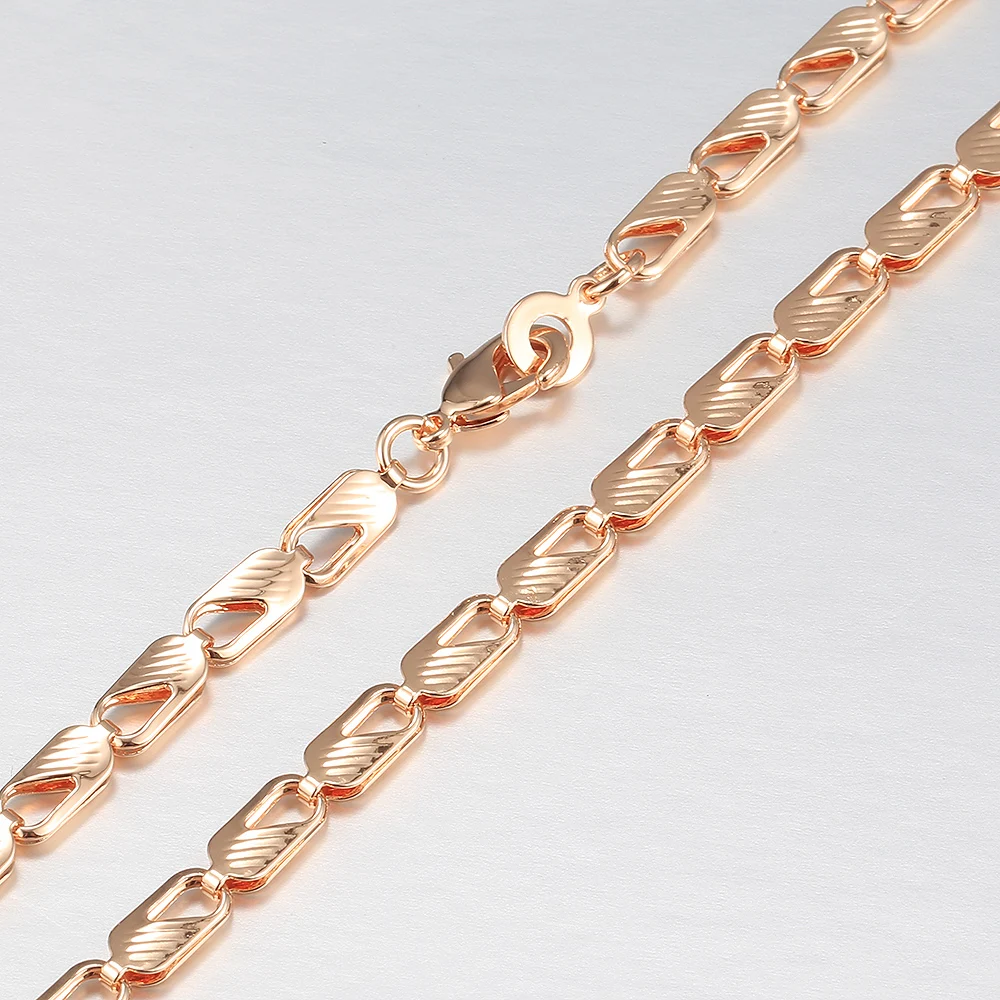 585 Rose Gold Color Necklaces for Women Men Bismark Hammered Link Chain Fashion Jewelry Accessories 5mm GN452A