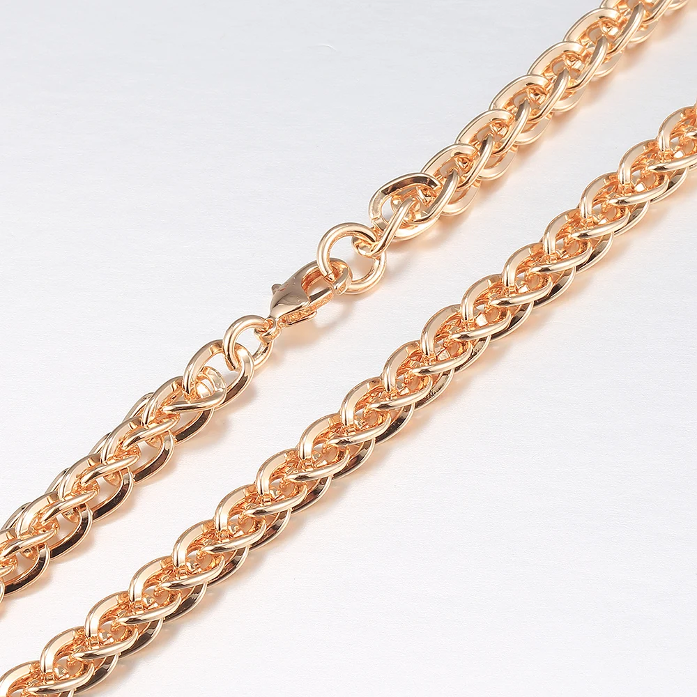 585 Rose Gold Color Necklaces for Women Men Bismark Hammered Link Chain Fashion Jewelry Accessories 5mm GN452A