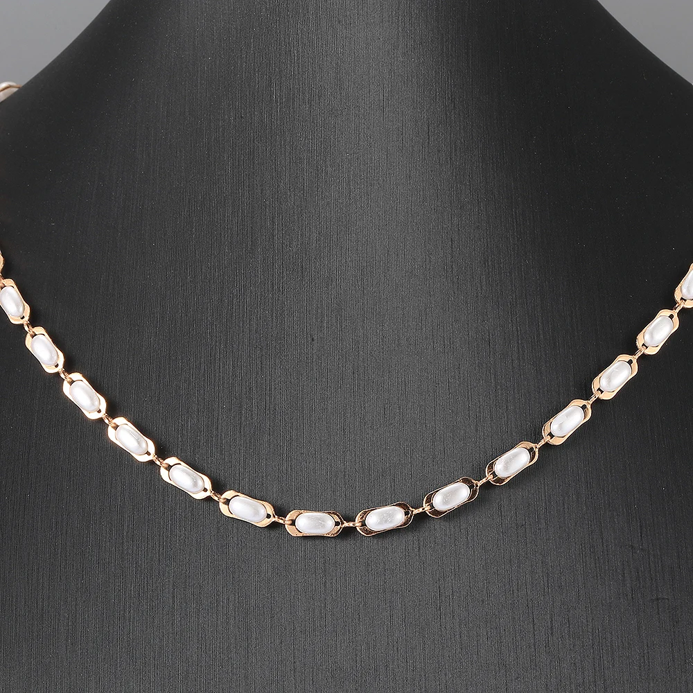 585 Rose Gold Color Necklaces for Women Men Bismark Hammered Link Chain Fashion Jewelry Accessories 5mm GN452A