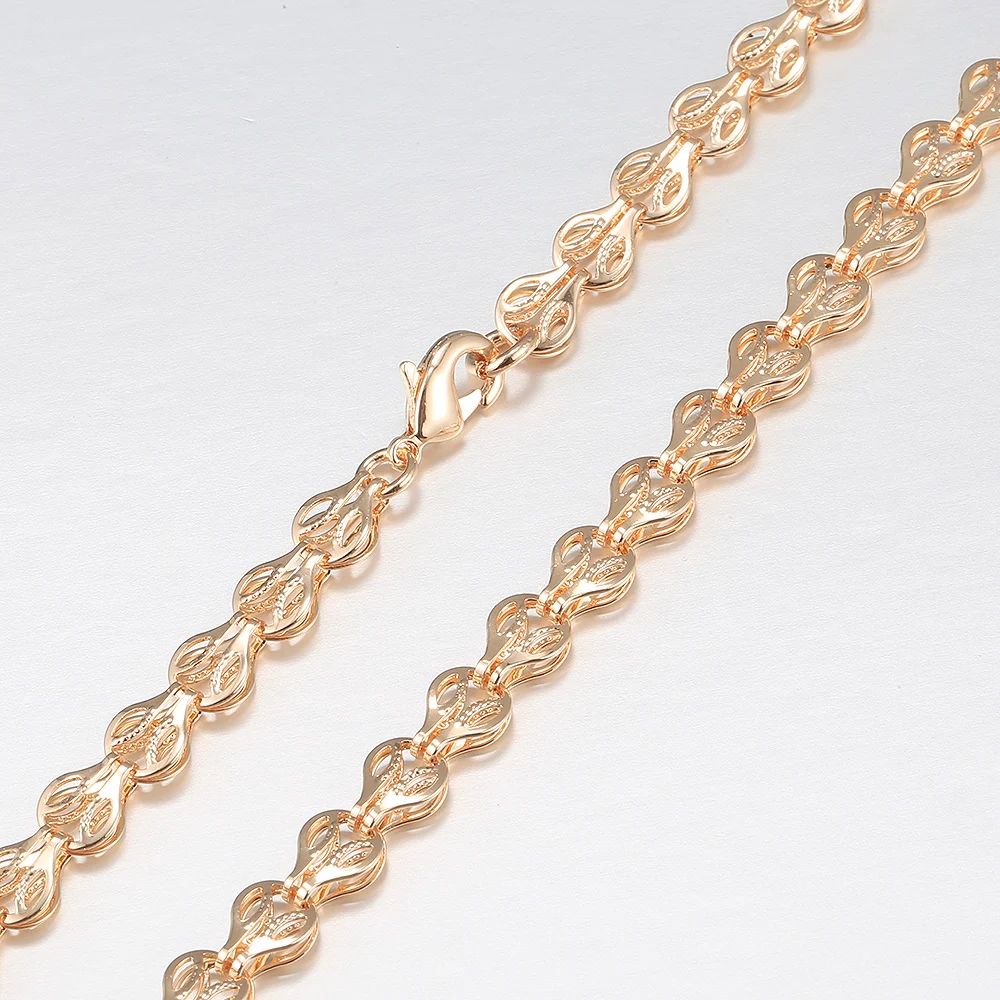 585 Rose Gold Color Necklaces for Women Men Bismark Hammered Link Chain Fashion Jewelry Accessories 5mm GN452A