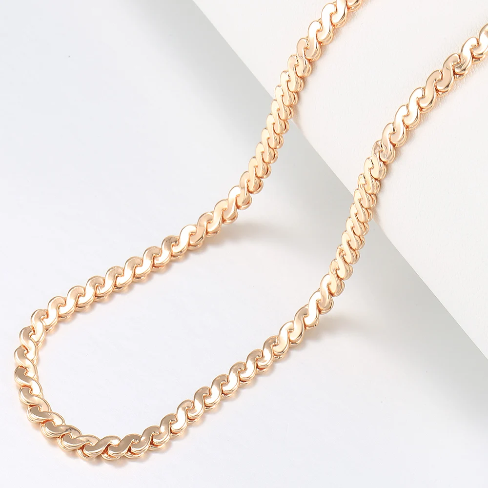 585 Rose Gold Color Necklaces for Women Men Bismark Hammered Link Chain Fashion Jewelry Accessories 5mm GN452A