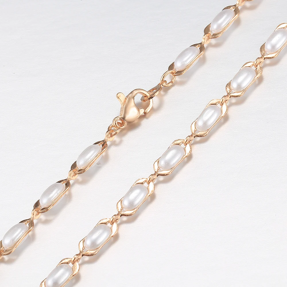 585 Rose Gold Color Necklaces for Women Men Bismark Hammered Link Chain Fashion Jewelry Accessories 5mm GN452A