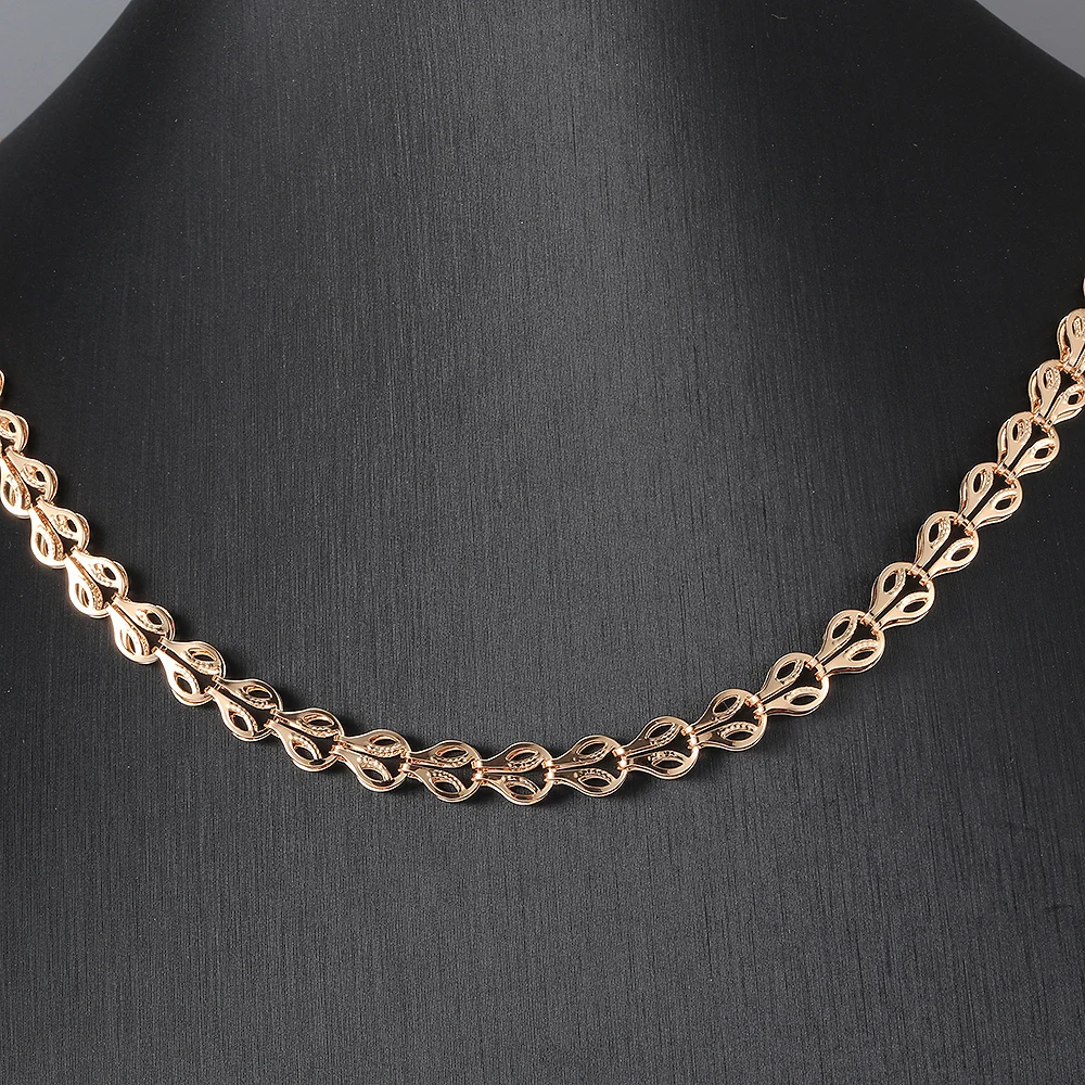 585 Rose Gold Color Necklaces for Women Men Bismark Hammered Link Chain Fashion Jewelry Accessories 5mm GN452A