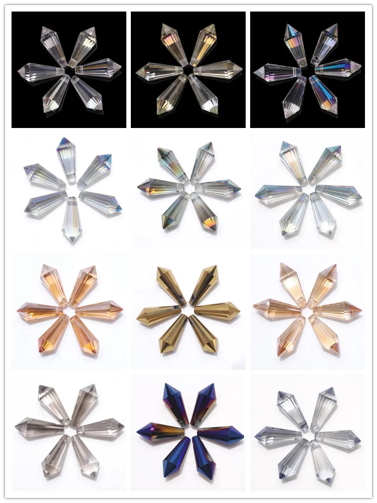 20Pcs/Lot Glass Drop Beads 8x20mm Long Bicone Shape Crystal Teadrop Pendant For DIY Making Charms Necklace Braclets Accessories
