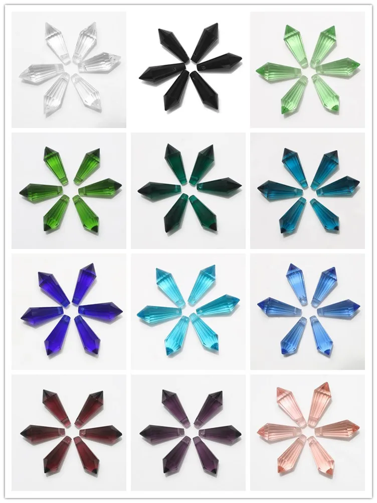 20Pcs/Lot Glass Drop Beads 8x20mm Long Bicone Shape Crystal Teadrop Pendant For DIY Making Charms Necklace Braclets Accessories