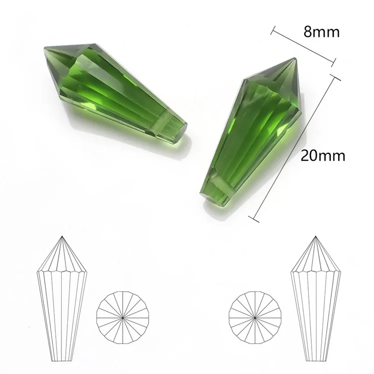 20Pcs/Lot Glass Drop Beads 8x20mm Long Bicone Shape Crystal Teadrop Pendant For DIY Making Charms Necklace Braclets Accessories