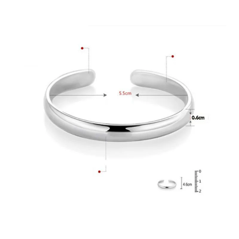999 Sterling Silver Fashion Woman Cuff Bracelet Polishing Retro Chain Bangle Party Wedding Jewelry Charm Christmas Girl Gifts