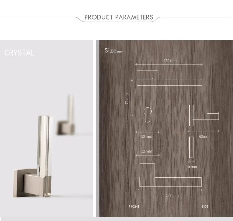 Hot Sale Modern Crystal Mute Room Door Lock Handle Fashion Interior Door Lock Gate Lock Furniture Hardware keyed entrance lock