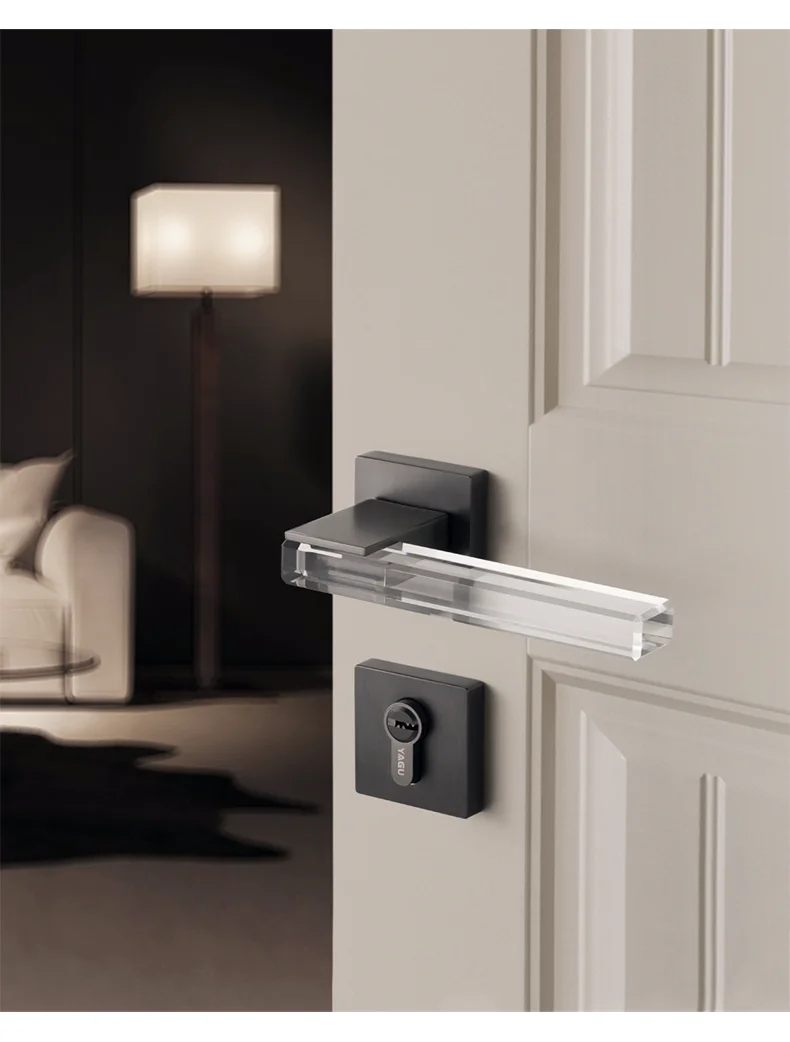 Hot Sale Modern Crystal Mute Room Door Lock Handle Fashion Interior Door Lock Gate Lock Furniture Hardware keyed entrance lock