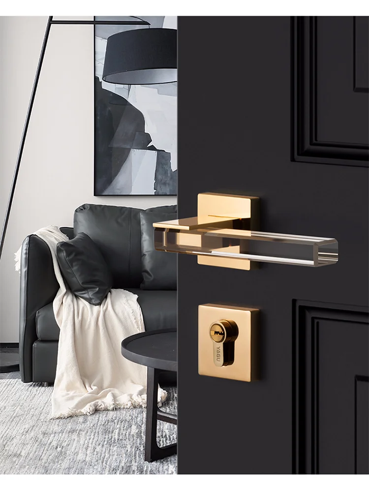 Hot Sale Modern Crystal Mute Room Door Lock Handle Fashion Interior Door Lock Gate Lock Furniture Hardware keyed entrance lock