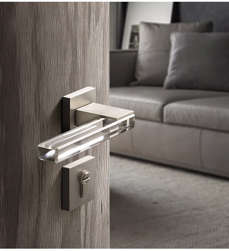 Hot Sale Modern Crystal Mute Room Door Lock Handle Fashion Interior Door Lock Gate Lock Furniture Hardware keyed entrance lock