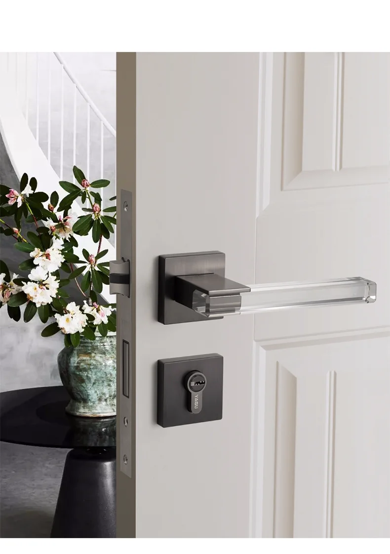 Hot Sale Modern Crystal Mute Room Door Lock Handle Fashion Interior Door Lock Gate Lock Furniture Hardware keyed entrance lock