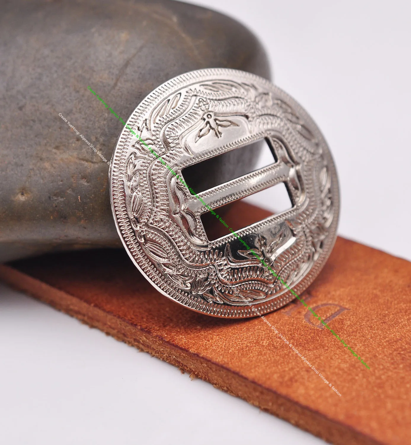 6X Western Cowboy Gold Sliver Saddles Tack Headstall Bridle Leathercraft Belt Hatband Slotted Conchos Buckle 1-1/4"